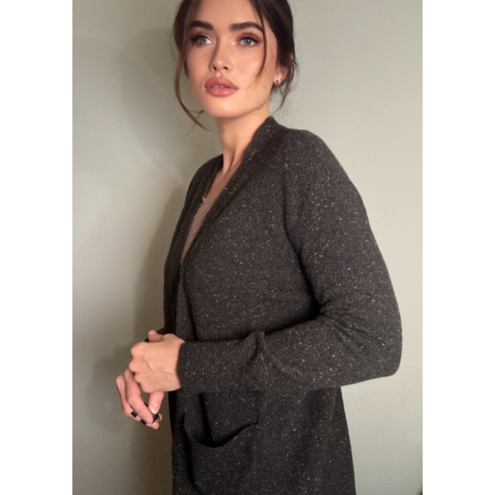 COS Cardigan Black Speckled Wool Blend Hipster Dad Vibes Sz Mens S Womens M/L